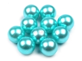 Dekoračné voskované perly 10 mm tyrkysové