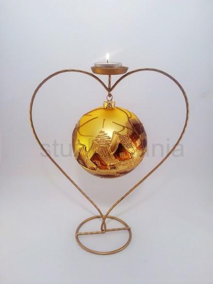 Dekoračný stojan 28 cm zlatý srdce