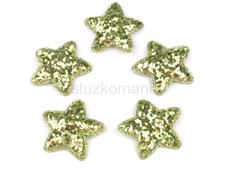Vianočná hviezda  35 mm s flitrami zelená