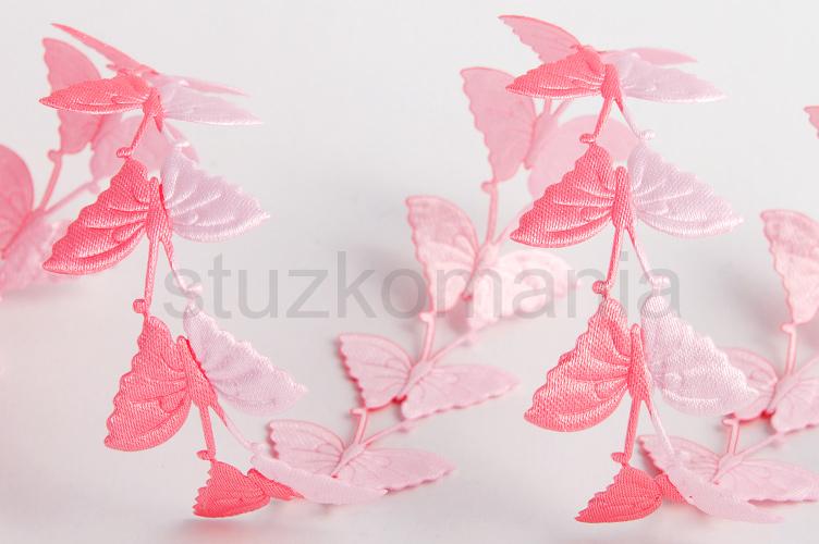 Prámik saténový motýľ 30 mm ružový 107