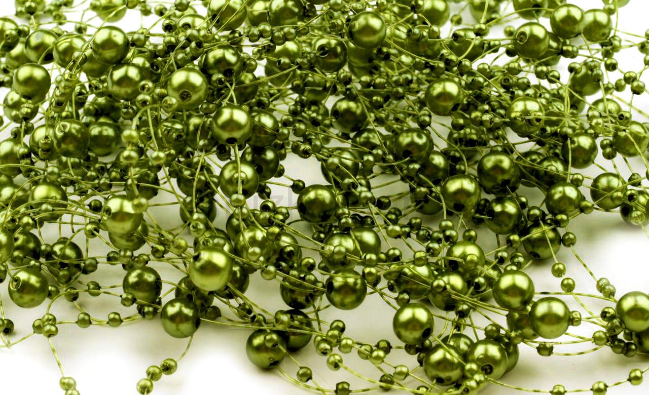 Perličky na silikóne 7 mm / 130cm zelená