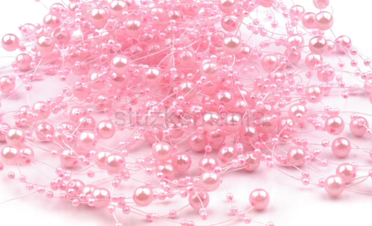 Perličky na silikóne 7 mm / 130cm ružová svetlá