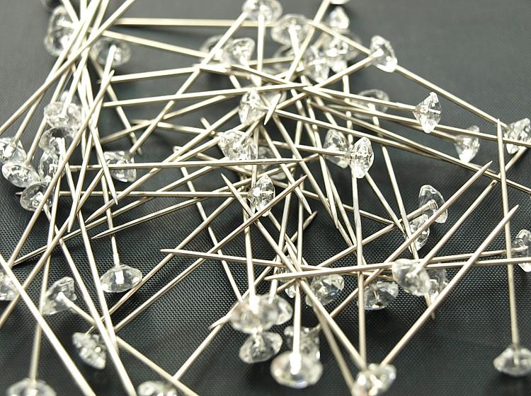 Ozdobné špendlíky 38 mm diamant priesvitné