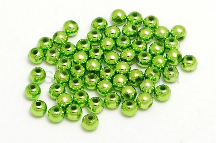 Perličky 6 mm zelené metal. 100g