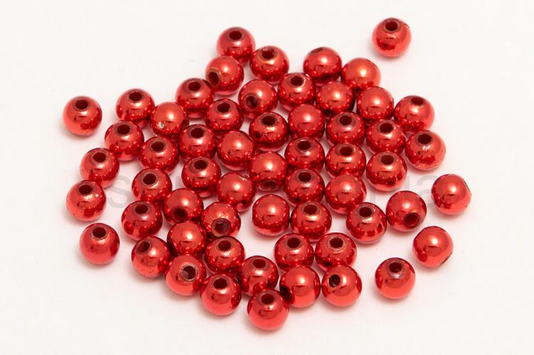 Perličky 6 mm červené metal. 100g