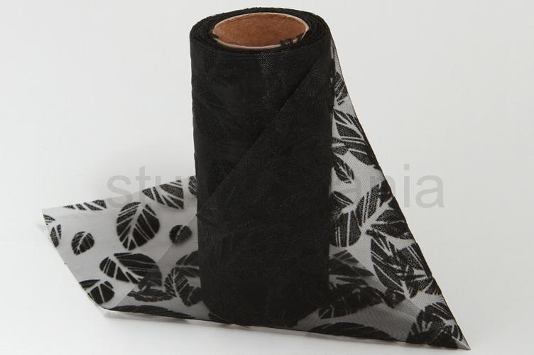 Organza 12 cm listy  662 čierna