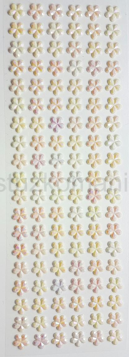 Samolepiace kvietky 12 mm biele opal. DZ11