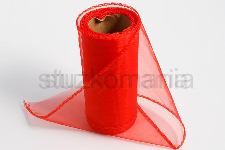 Organza obšitá 8 cm červená