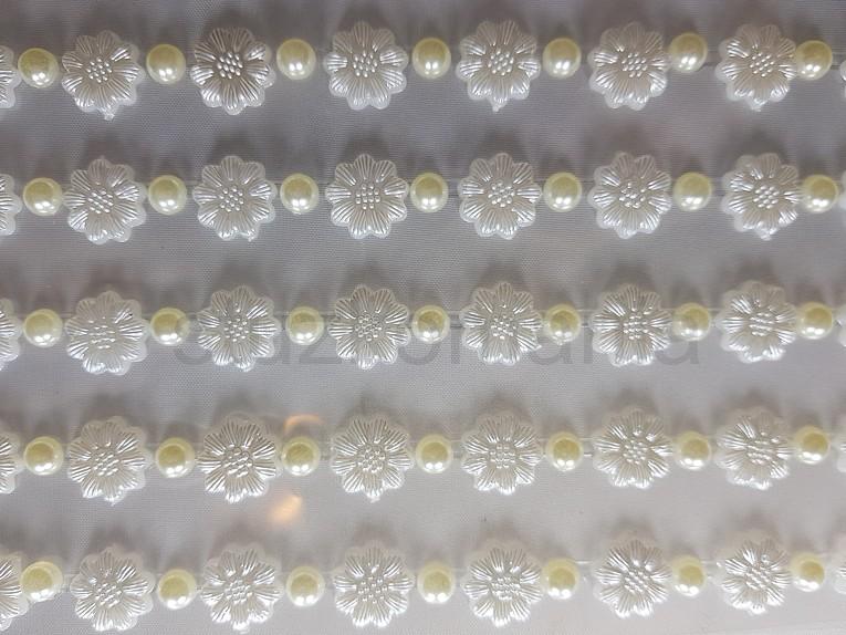 Nalepovacie kvietky biela/kréová 12mm DY705