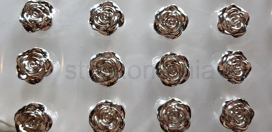 Nalepovacie ružičky 18 mm strieborné