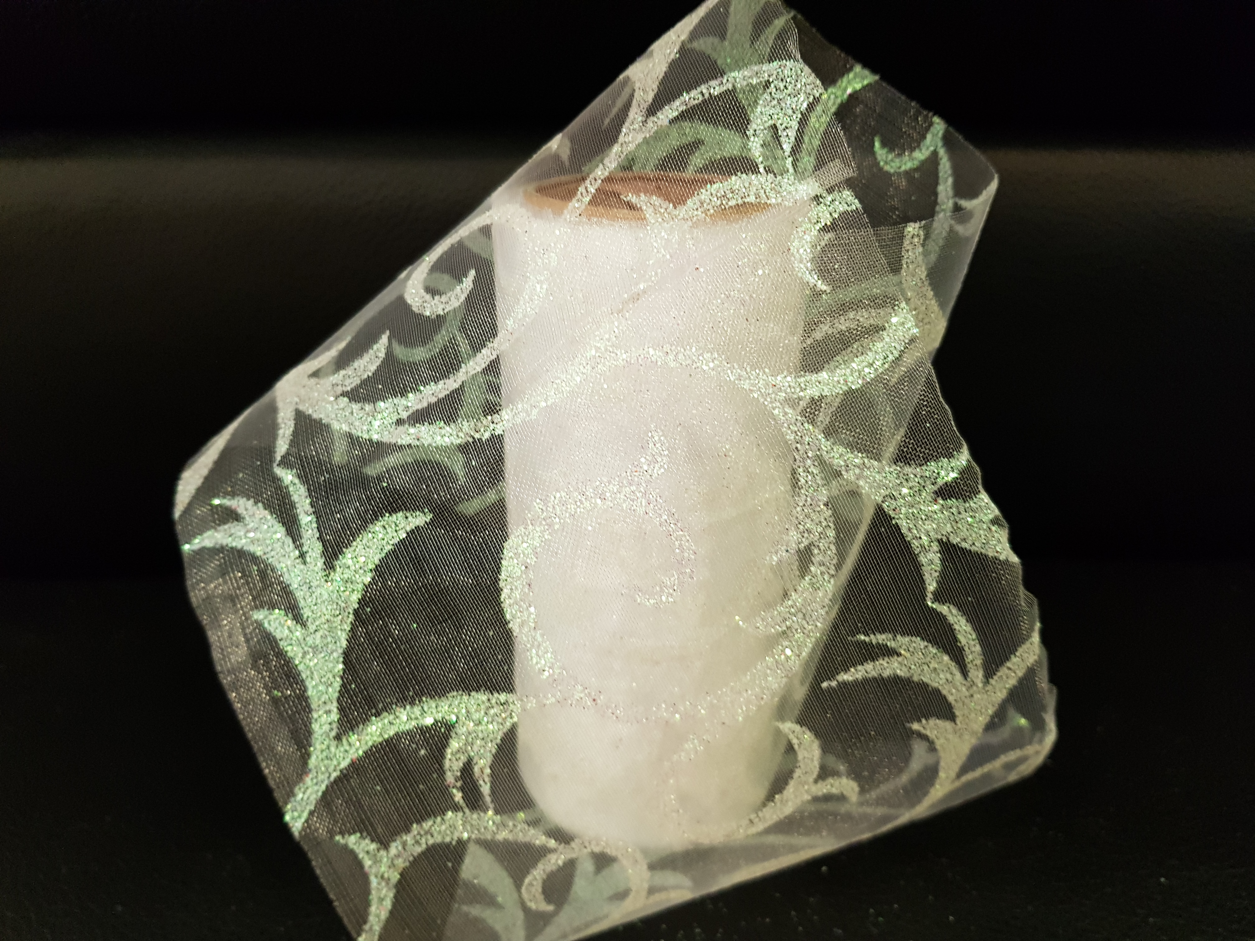 Organza brokát 12 cm biela 11NC