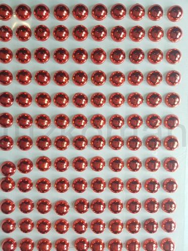Nalepovacie perličky 8 mm červené metalické DY8P555